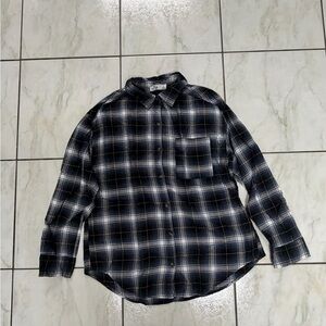 Hollister Navy and White Plaid Button-Down Shirt